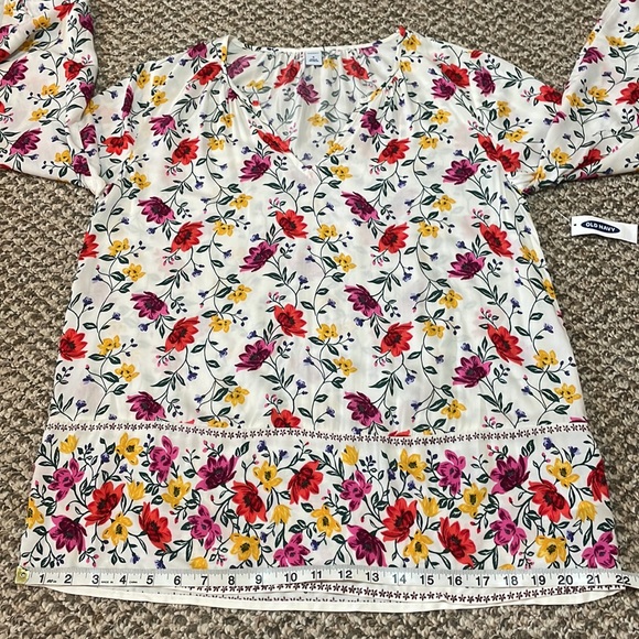 Old Navy Floral Long Sleeve Blouse - White - Picture 12 of 16